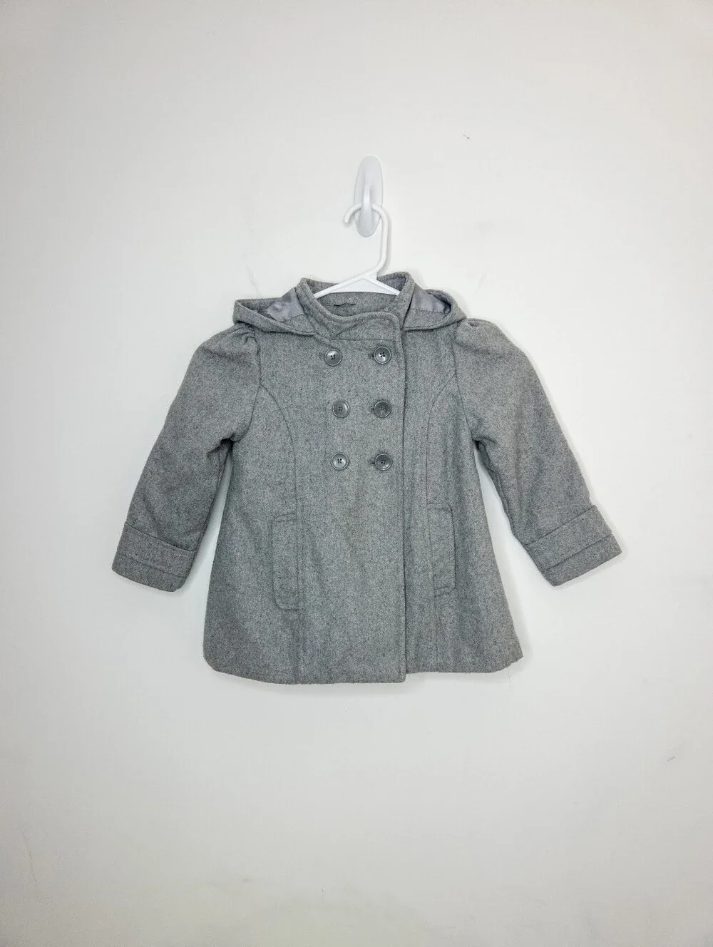 Old Navy Double Breasted Pea Coat Size 4T Girls Jacket Gray Hooded